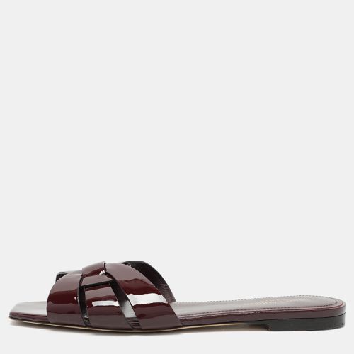 Saint Laurent Patent Leather Tribute Flat Slides Size 39.5 - Saint Laurent Paris - Modalova