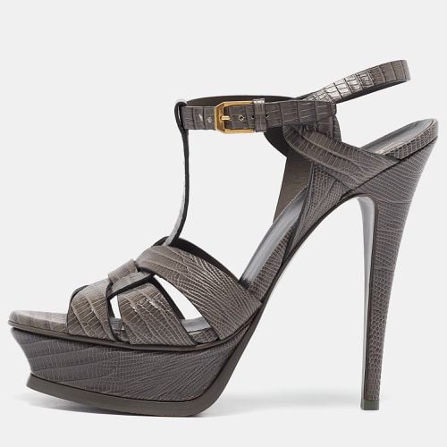 Saint Laurent Lizard Embossed Leather Tribute Platform Sandals Size 39 - Saint Laurent Paris - Modalova