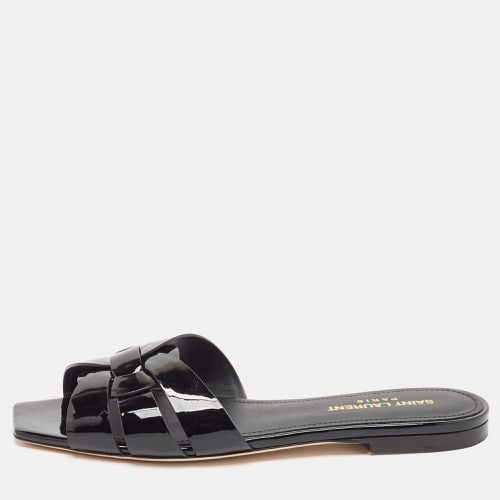 Saint Laurent Patent Leather Tribute Flat Slides Size 37 - Saint Laurent Paris - Modalova