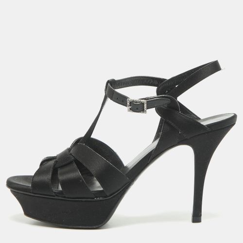 Saint Laurent Satin Tribute Ankle Strap Platform Sandals Size 37.5 - Saint Laurent Paris - Modalova