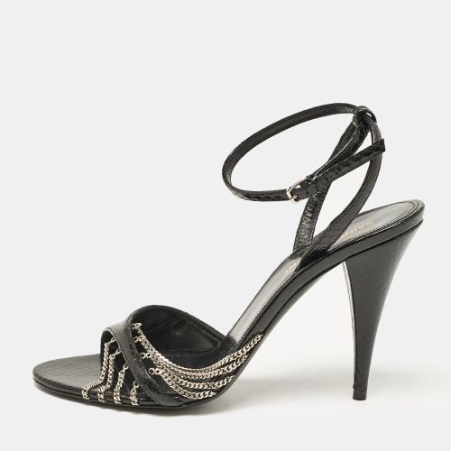 Saint Laurent Snakeskin Leather Ankle Strap Sandals Size 38 - Saint Laurent Paris - Modalova