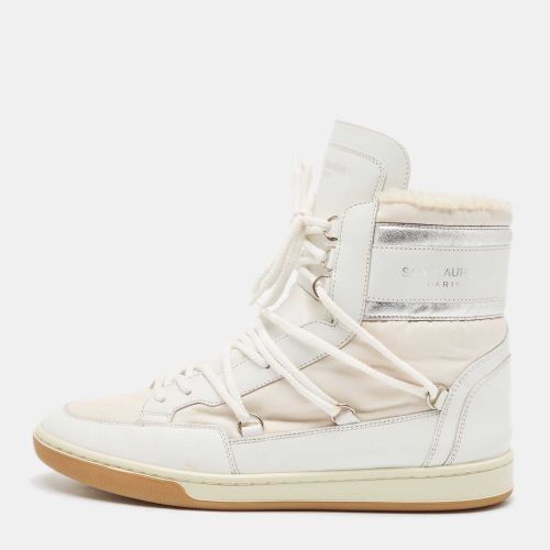 Saint Laurent /Silver Leather and Nylon Ski High Top Sneakers Size 39.5 - Saint Laurent Paris - Modalova