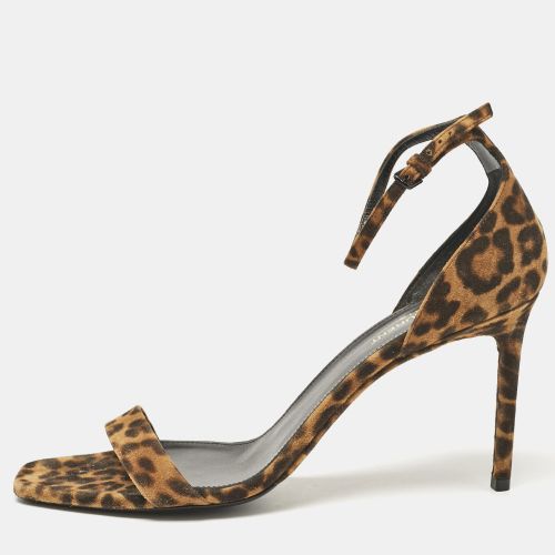 Saint Laurent Leopard Print Suede Ankle Strap Sandals Size 42 - Saint Laurent Paris - Modalova