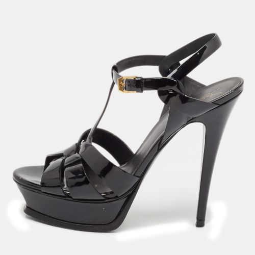 Saint Laurent Patent Leather Tribute Ankle Strap Sandals Size 38.5 - Saint Laurent Paris - Modalova