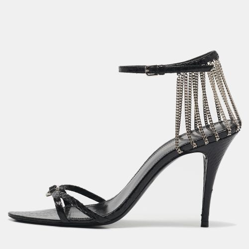 Saint Laurent Snakeskin Leather Chain Ankle Strap Sandals Size 37 - Saint Laurent Paris - Modalova