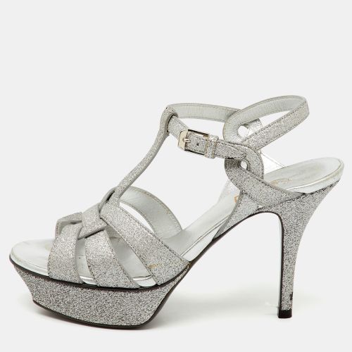 Saint Laurent Glitter and Leather Tribute Platform Sandals Size 36 - Saint Laurent Paris - Modalova