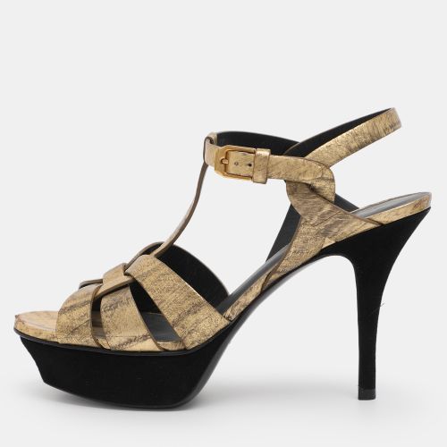 Saint Laurent Beige Patent leather Tribute Sandals Size 36.5 - Saint Laurent Paris - Modalova