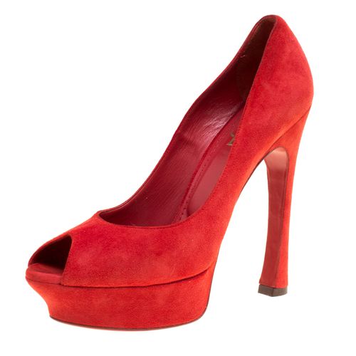 Saint Laurent Suede Palais Platform Peep Toe Pumps Size 40 - Saint Laurent Paris - Modalova