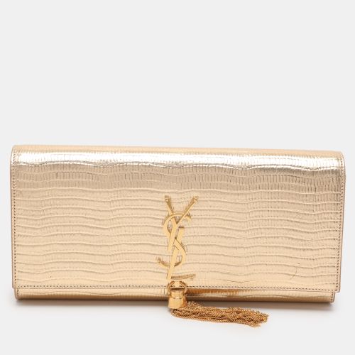 Saint Laurent Lizard Embossed Leather Monogram Kate Tassel Clutch - Saint Laurent Paris - Modalova