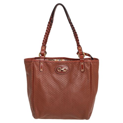 Perforated Leather Braided Handle Tote - Salvatore Ferragamo - Modalova