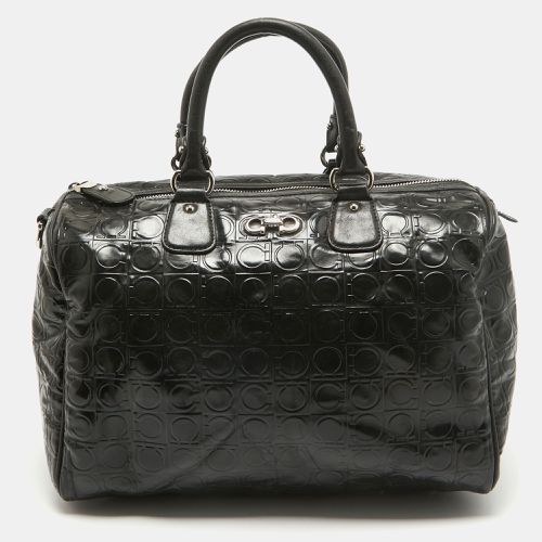 Gancini Embossed Glossy Leather Boston Bag - Salvatore Ferragamo - Modalova