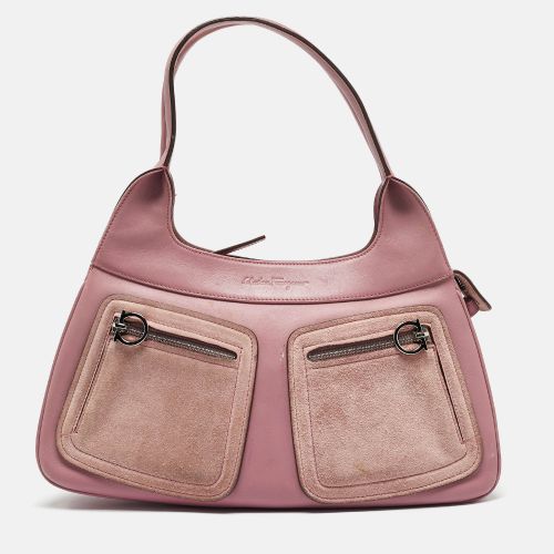 Leather and Suede Gancini Pocket Shoulder Bag - Salvatore Ferragamo - Modalova