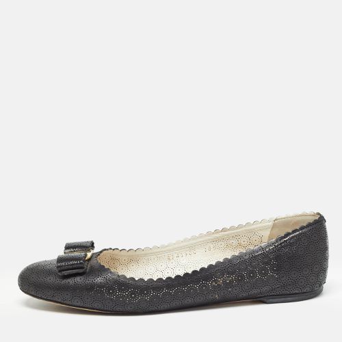 Perforated Leather Vara Lace Bow Ballet Flats Size 40 - Salvatore Ferragamo - Modalova