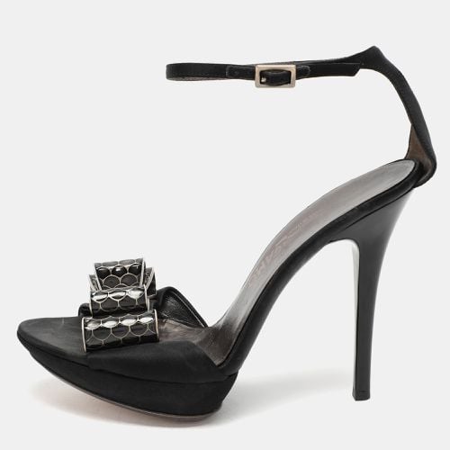 Satin Bow Embellished Ankle Strap Sandals Size 38 - Salvatore Ferragamo - Modalova