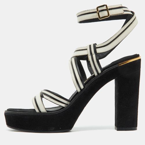 Black Leather and Suede Ankle Strap Platform Sandals Size 40 - Salvatore Ferragamo - Modalova