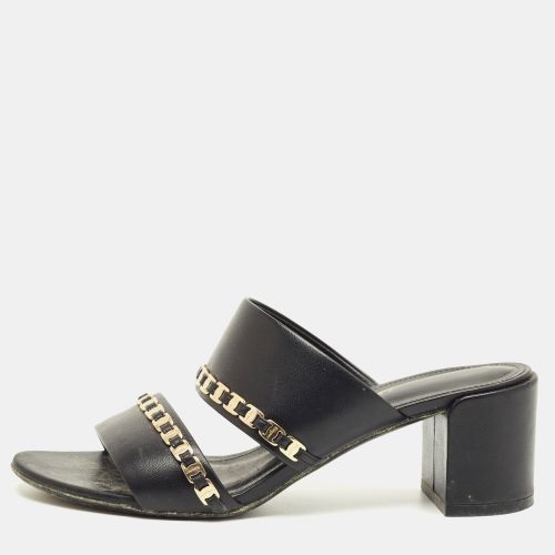 Leather Trabia Chain Block Heel Slide Sandals Size 37 - Salvatore Ferragamo - Modalova