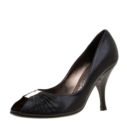 Lizard Leather Fiberia Peep Toe Pumps Size 38.5 - Salvatore Ferragamo - Modalova