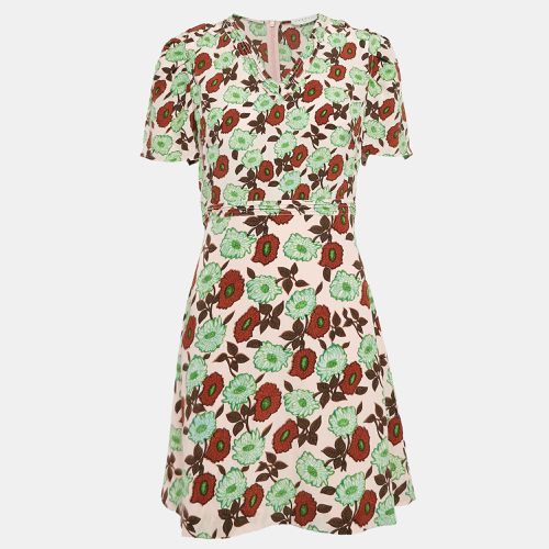 Floral Print Silk V-Neck Dress M - Sandro - Modalova