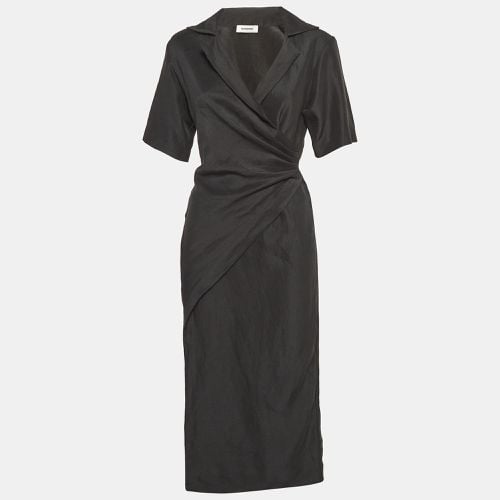 Linen Blend Wrap Style Midi Dress XS - Sandro - Modalova