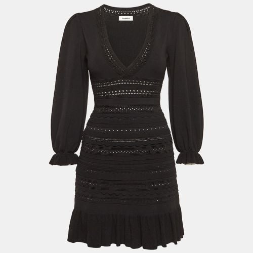 Pointelle Knit Ruffled Mini Dress XS - Sandro - Modalova