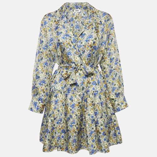 Printed Silk Belted Mini Dress M - Sandro - Modalova