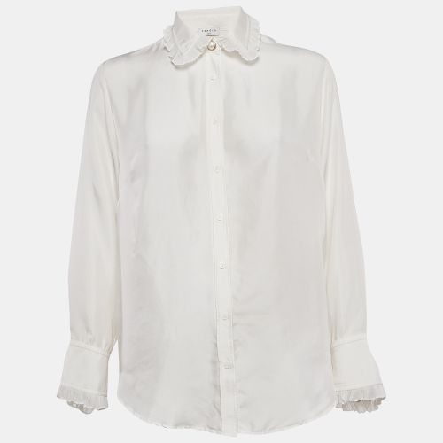 Silk Ruffled Button Front Blouse S - Sandro - Modalova