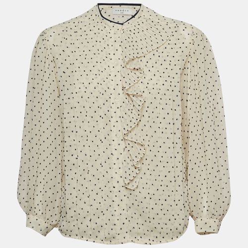 Swiss Dots Chiffon Ruffled Shirt XS - Sandro - Modalova