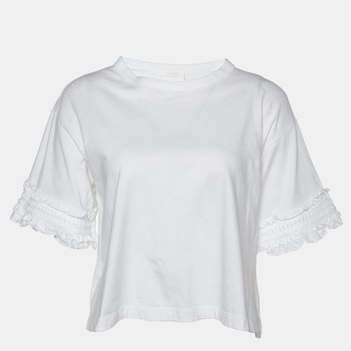 Cotton Ruffled Sleeve Detail T-Shirt M - See by Chloe - Modalova