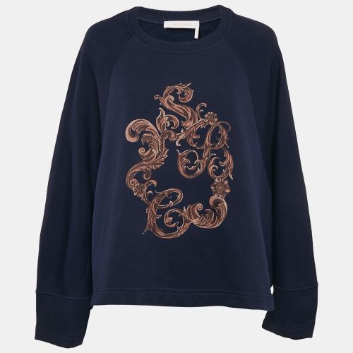 Printed Cotton Knit Stormy Night Sweatshirt L - See by Chloe - Modalova