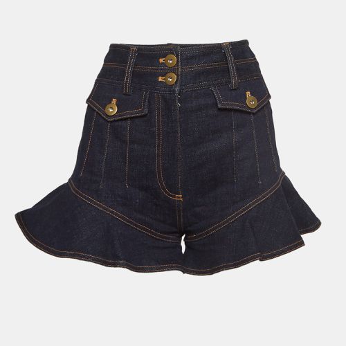 Dark Denim High Waist Flounced Shorts S - Self-Portrait - Modalova