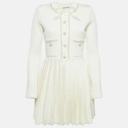 Knit Bow Embellishment Detail Pleated Mini Dress M - Self-Portrait - Modalova