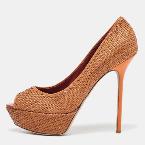 Woven Leather Peep Toe Pumps Size 41 - Sergio Rossi - Modalova