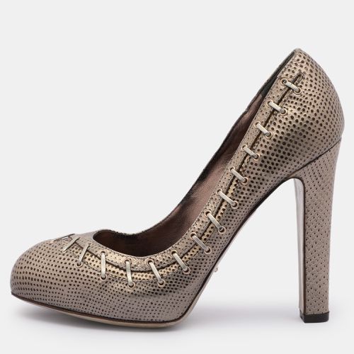 Brown Lizard Embossed Leather Embellished Pumps 37 - Sergio Rossi - Modalova