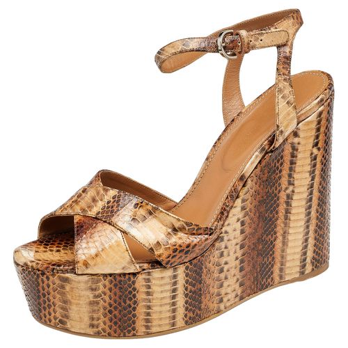 Snakeskin Platform Wedge Sandals Size 39 - Sergio Rossi - Modalova