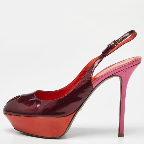 Red Patent Leather Cachet Slingback Pumps Size 39 - Sergio Rossi - Modalova