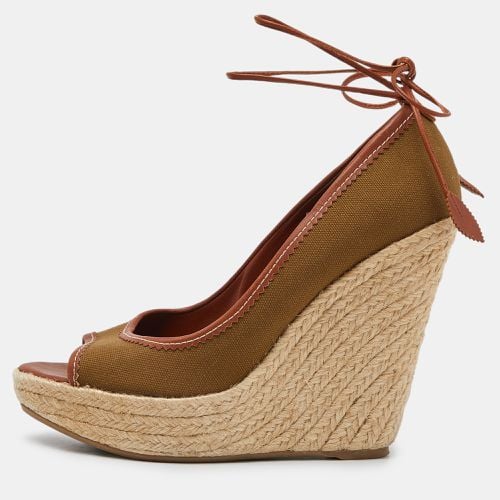 Canvas Espadrille Wedge Ankle Tie Sandals Size 39 - Sergio Rossi - Modalova