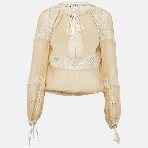 Lace and Silk Tie-Up Detail Blouse S - Sportmax - Modalova