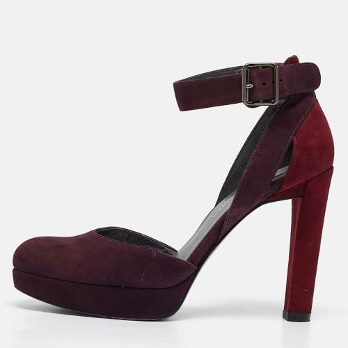 Dark /Burgundy Suede Ankle Strap Platform Pumps Size 39 - Stuart Weitzman - Modalova