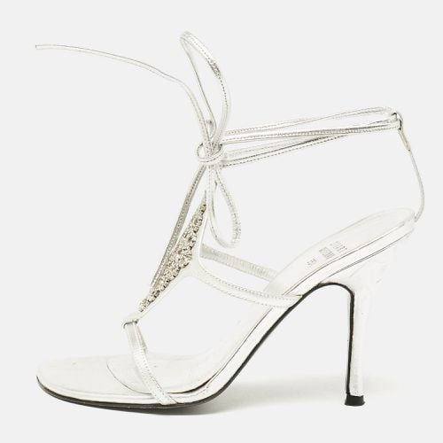 Leather Crystal Embellished Ankle Strap Sandals Size 35.5 - Stuart Weitzman - Modalova