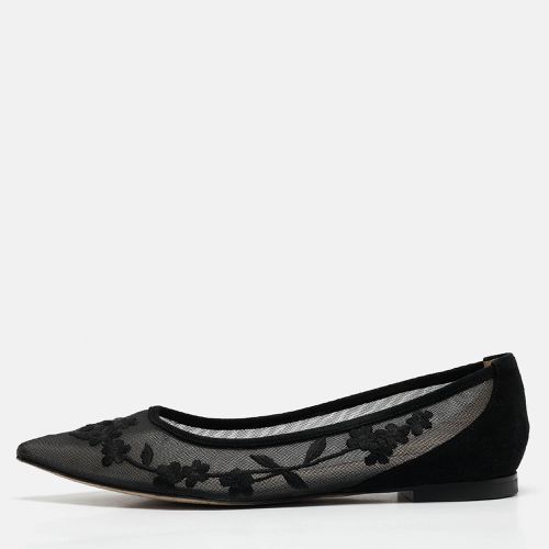 Embroidered Mesh and Suede Pointed Toe Ballet Flats Size 39.5 - Stuart Weitzman - Modalova