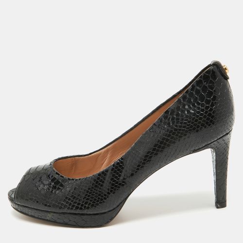 Python Embossed Leather Peep Toe Platform Pumps Size 40 - Stuart Weitzman - Modalova