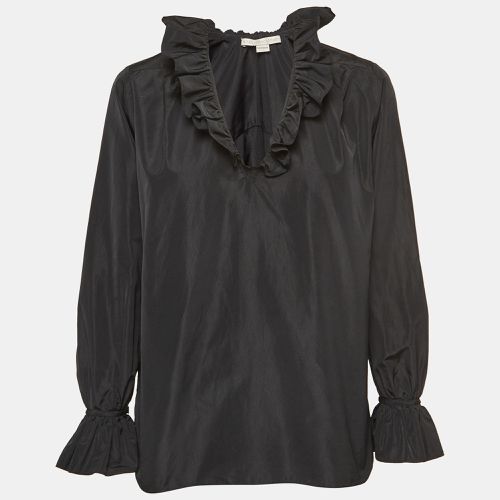 Silk Blend Crepe Ruffled V Neck Top S - Stella McCartney - Modalova