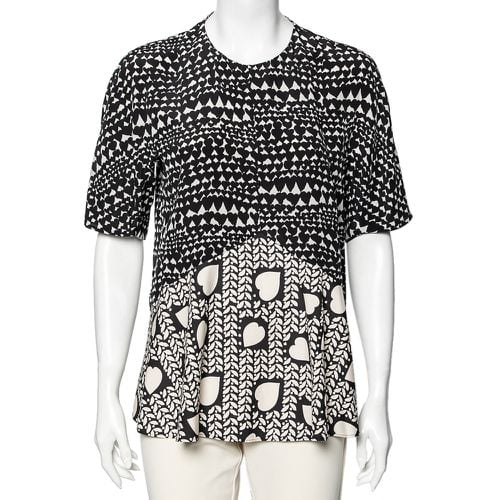 Monochrome Heart Printed Silk Flounce Top M - Stella McCartney - Modalova