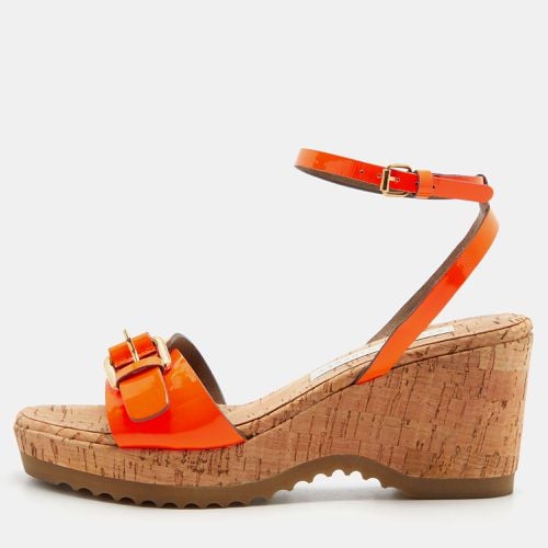 Neon Faux Patent Leather Cork Platform Wedge Ankle Strap Sandals Size 39 - Stella McCartney - Modalova