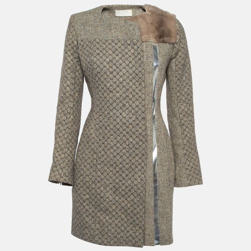 Leather and Mink Fur Trim Wool Mid-Length Coat M - Peter Pilotto - Modalova