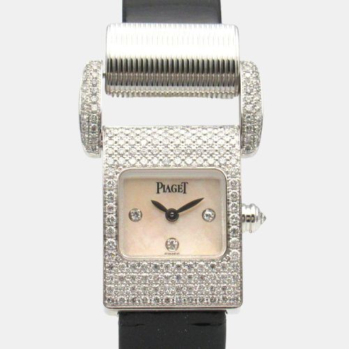 K Gold Leather Protocol Diamond Bracelet and Lug Women's Wristwatch - Piaget - Modalova