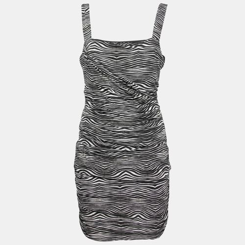 And White Stretch Zebra Print Draped Jersey Mini Dress L - Pierre Balmain - Modalova