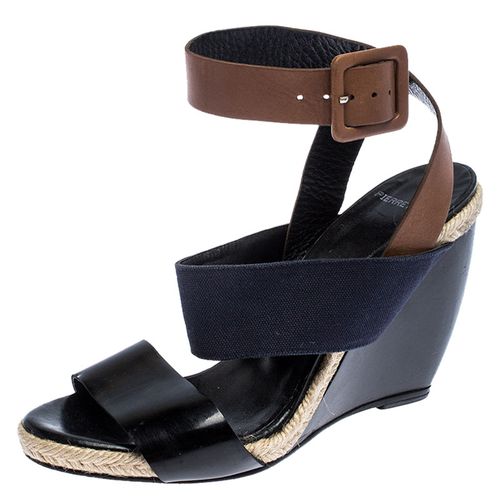 Tri Color Leather and Canvas Ankle Strap Wedge Sandals Size 39 - PIERRE HARDY - Modalova