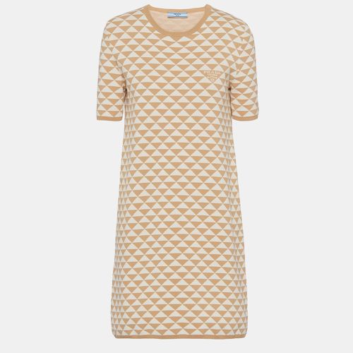 Jacquard Cotton Knit Crewneck Mini Dress M - Prada - Modalova