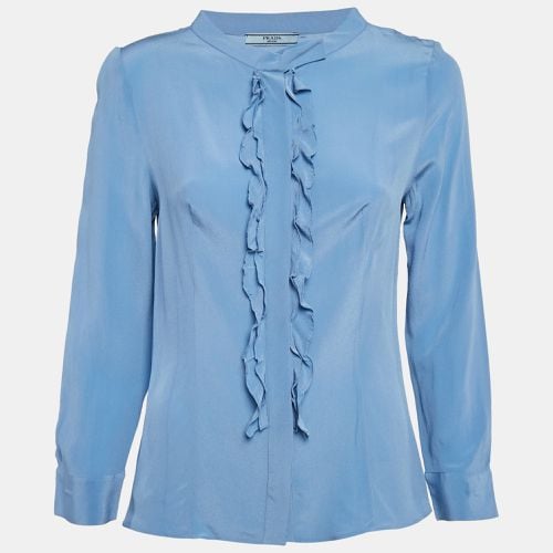 Silk Ruffled Button Front Blouse M - Prada - Modalova